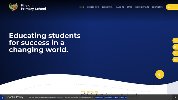 Screenshot of the Filleigh School Parent Teacher Association website