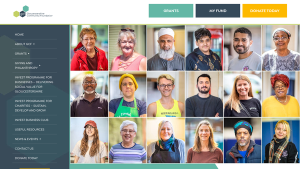 Screenshot of the County Of Gloucestershire Community Foundation website