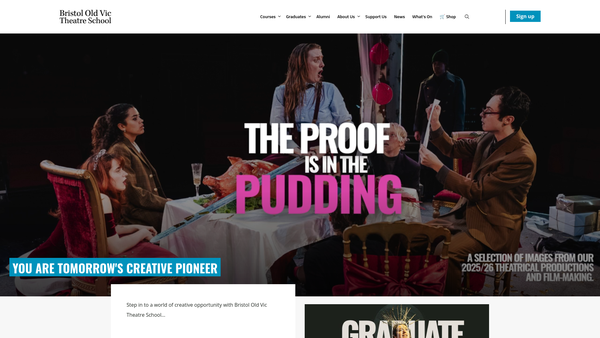 Screenshot of the Bristol Old Vic Theatre School Limited website