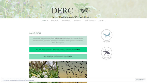 Screenshot of the The Dorset Environmental Records Centre Trust Company Limited website