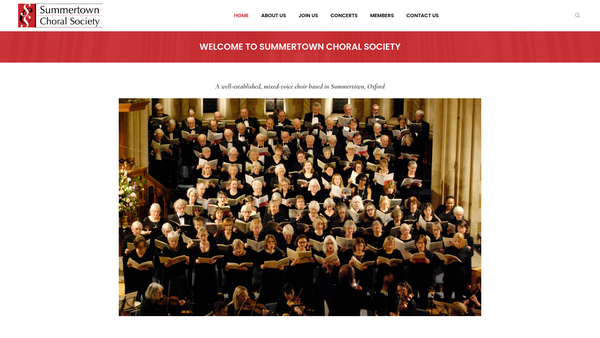 Screenshot of the Summertown Choral Society website
