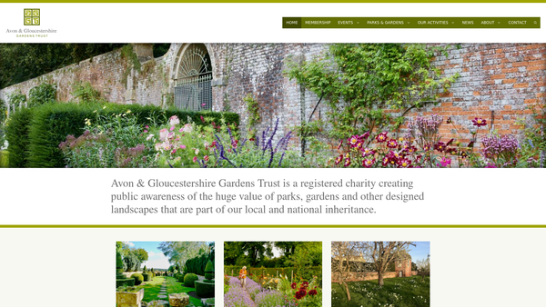 Screenshot of the Avon Gardens Trust website