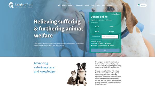 Screenshot of the The Langford Trust For Animal Health And Welfare website