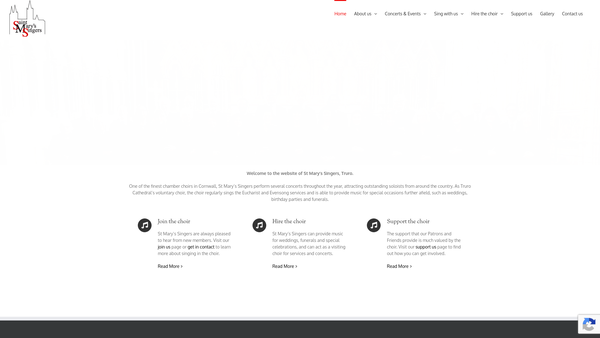 Screenshot of the St Mary's Singers Music Society website