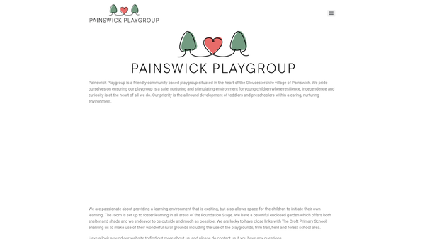 Screenshot of the Painswick Playgroup website