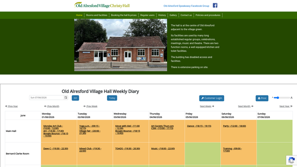 Screenshot of the The Christy Memorial Hall Old Alresford Trust website