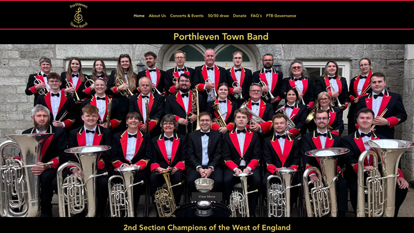 Screenshot of the Porthleven Town Band website