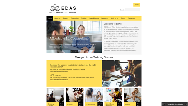 Screenshot of the Essential Drug And Alcohol Services website