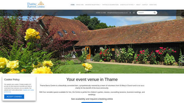 Screenshot of the Thame Barns Centre website