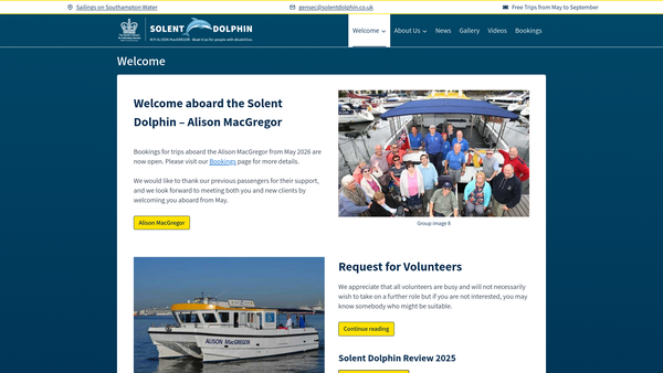 Screenshot of the The Solent Dolphin website