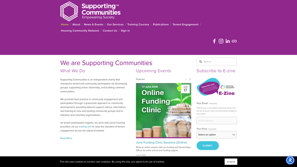 Screenshot of the Supporting Communities NI website