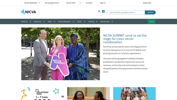 Screenshot of the Northern Ireland Council for Voluntary Action website