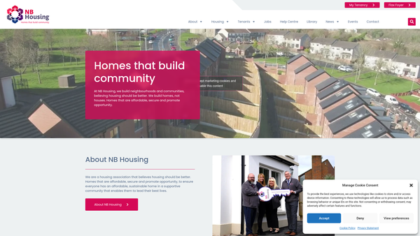 Screenshot of the North Belfast Housing Association Limited website