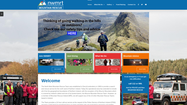 Screenshot of the North West Mountain Rescue Team website