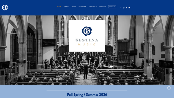 Screenshot of the Sestina Music website