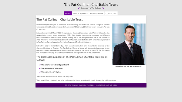 Screenshot of the The Pat Cullinan Charitable Trust website