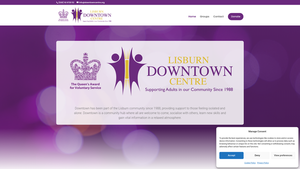 Screenshot of the Lisburn Downtown Centre website