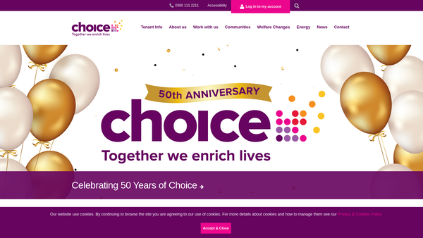 Screenshot of the Choice Housing Ireland Limited website