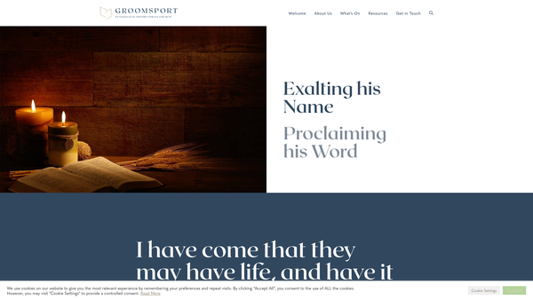 Screenshot of the Groomsport Evangelical Presbyterian Church website