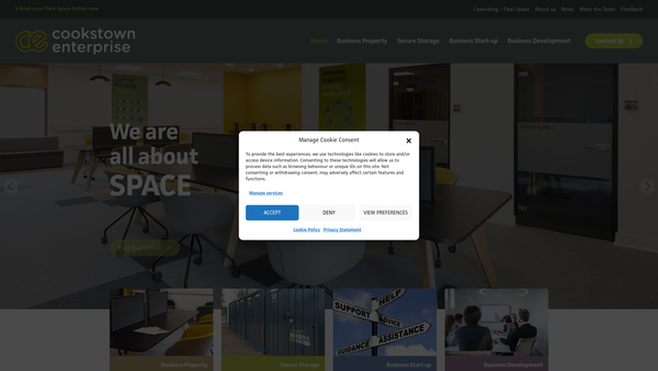 Screenshot of the Cookstown Enterprise Centre website
