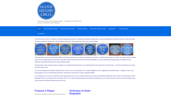 Screenshot of the Ulster History Circle website
