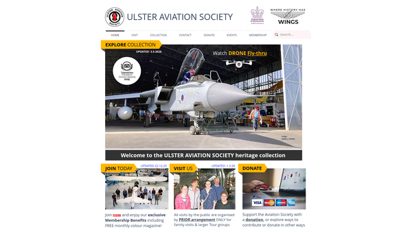 Screenshot of the Ulster Aviation Society website