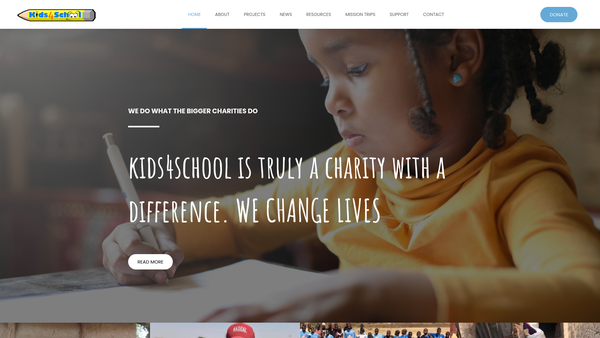 Screenshot of the kids4school website