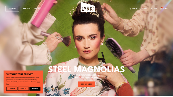 Screenshot of the The Lyric Theatre (NI) website