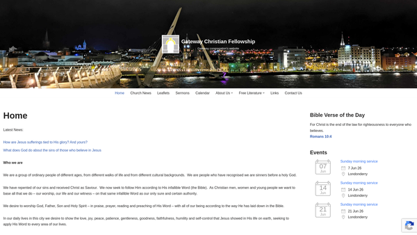 Screenshot of the Gateway Christian Fellowship website