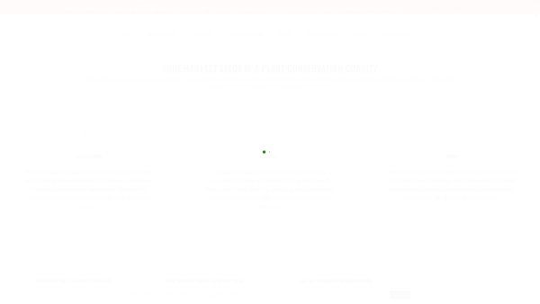 Screenshot of the True Harvest Seeds website
