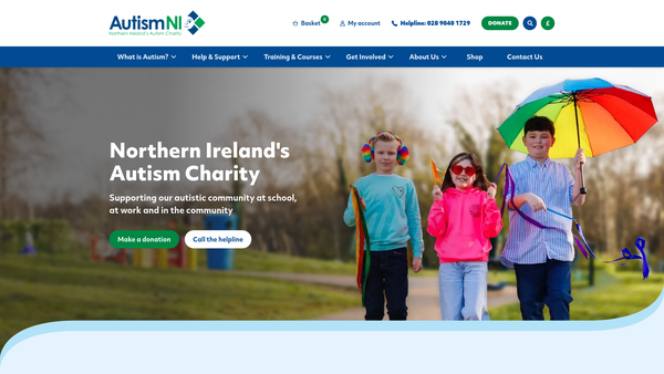 Screenshot of the Autism NI (PAPA) website