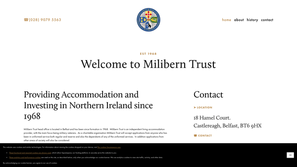 Screenshot of the Milibern Trust website