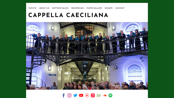 Screenshot of the Cappella Caeciliana website
