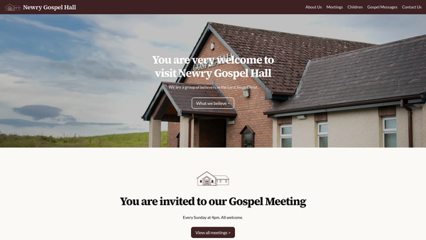 Screenshot of the Newry Gospel Hall website