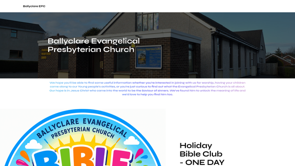 Screenshot of the Ballyclare Evangelical Presbyterian Church website