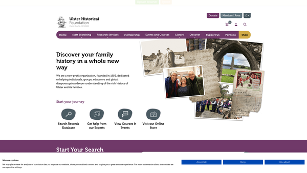 Screenshot of the Ulster Historical Foundation website