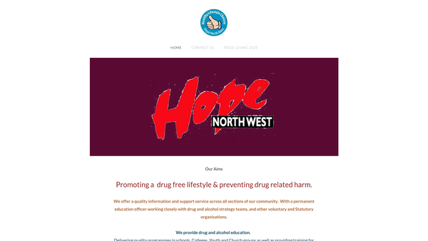 Screenshot of the Hope North West Temperance website