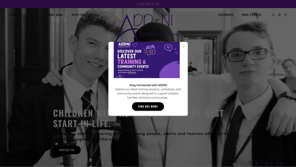 Screenshot of the ADDNI Limited website