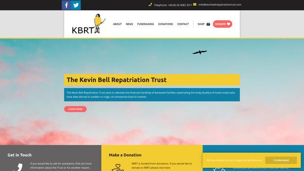 Screenshot of the Kevin Bell Repatriation Trust website