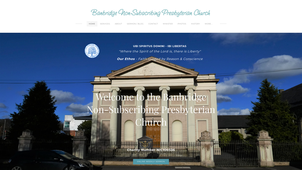 Screenshot of the First Presbyterian Non-Subscribing Church, Banbridge website