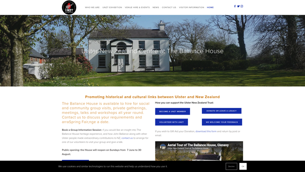Screenshot of the The Ulster New Zealand Trust website