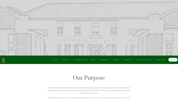 Screenshot of the Robinson Memorial Hospital Ballymoney (Incorporated) website