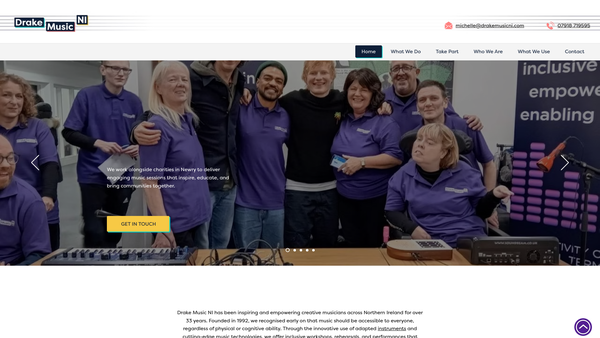 Screenshot of the Drake Music Project Northern Ireland website