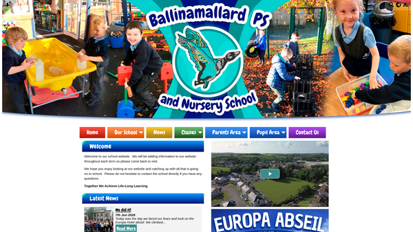 Screenshot of the Ballinamallard Parent, Teacher and Friends Association website