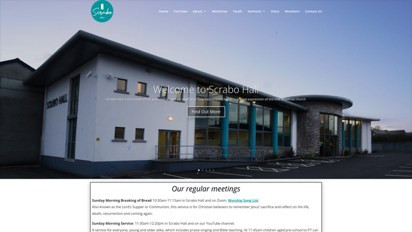 Screenshot of the Scrabo Hall Christian Assembly website