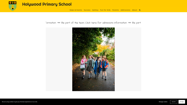 Screenshot of the Holywood Primary School PTA website