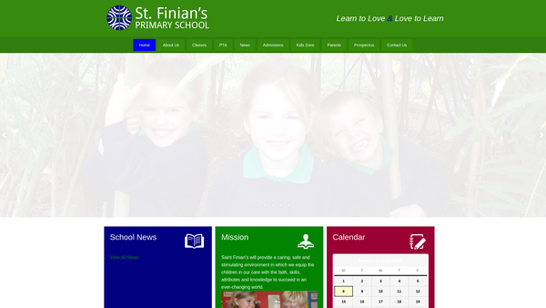 Screenshot of the St. Finian's Parent Teacher Association website