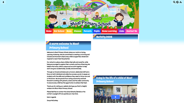 Screenshot of the Moat Parent Teacher and Friends Association website