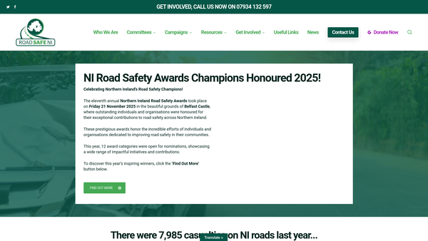 Screenshot of the RoadsafeNI Ltd website