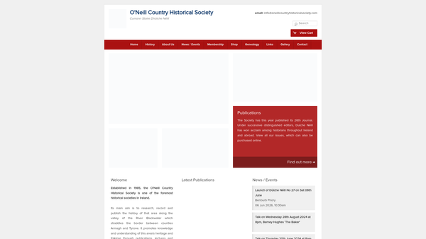Screenshot of the O'Neill Country Historical Society website